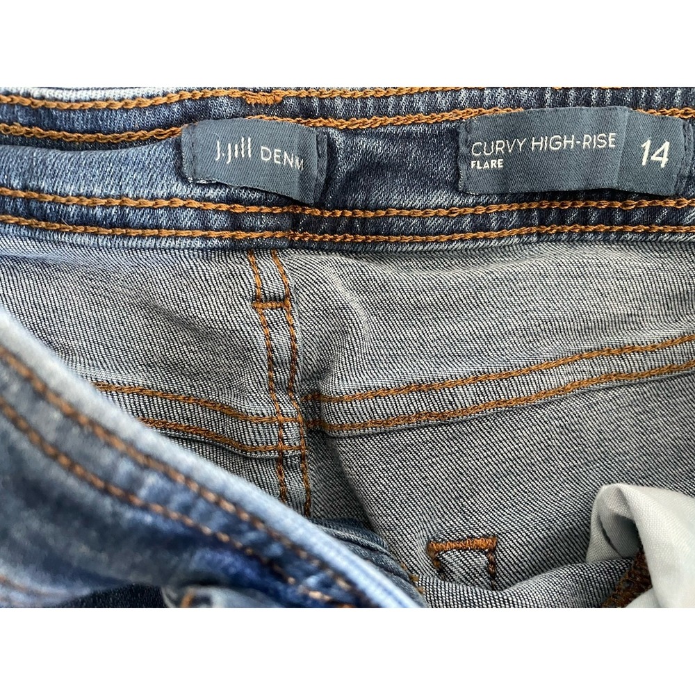 J.Jill Curvy High Rise Flare Jeans Size 14 Blue Stretch Denim Capsule Wardrobe - Picture 7 of 10